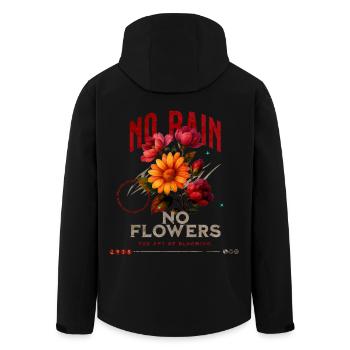 No Rain No Flowers – Strength & Growth 🌸 - Men’s Recycled Softshell Jacket by Stanley/Stella - black - Back - AI Model Male 185 light (185cm)