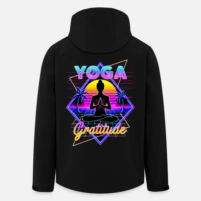 Neon Yoga Gratitude Retro - Men’s Recycled Softshell Jacket by Stanley/Stella - black