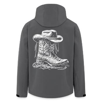 Peinture au trait de bottes western - Veste softshell homme en polyester recyclé Stanley/Stella - noir - Dos - AI Model Male 185 light (185cm)