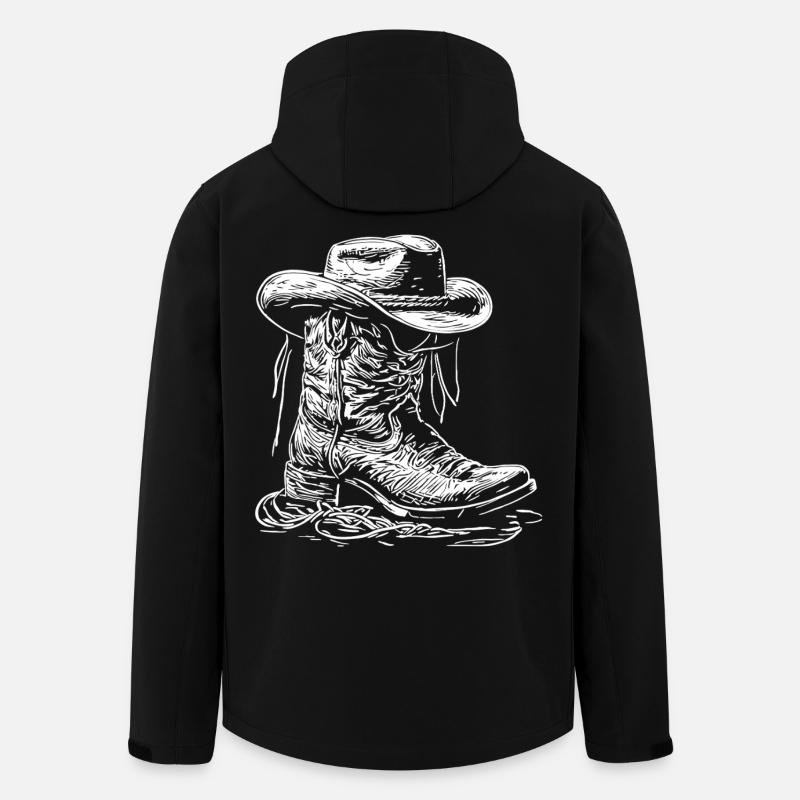 Western Stiefel Linienbild - Recycelte Männer Softshell-Jacke von Stanley/Stella - Schwarz
