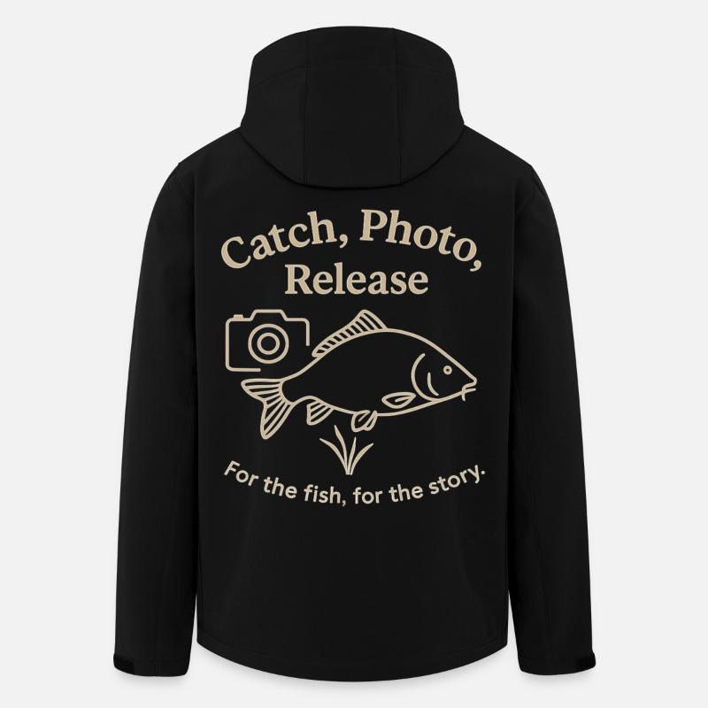 Capture Photo Relâcher Aventure de pêche - Veste softshell homme en polyester recyclé Stanley/Stella - noir