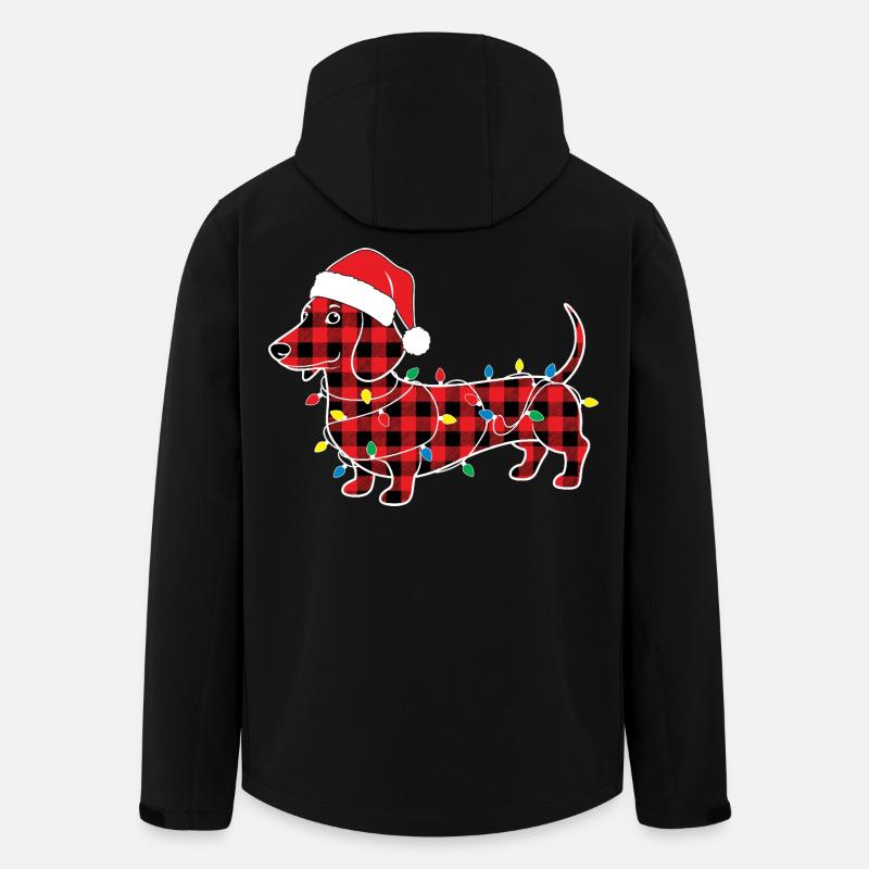 Chien Teckel Noël Plaid Rouge Carreaux - Veste softshell homme en polyester recyclé Stanley/Stella - noir
