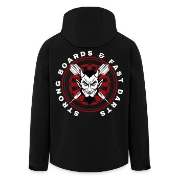 DARTS, DARTBOARD AND DEVIL  - Recycelte Männer Softshell-Jacke von Stanley/Stella - Schwarz - Hinten - AI Model Male 185 light (185cm)