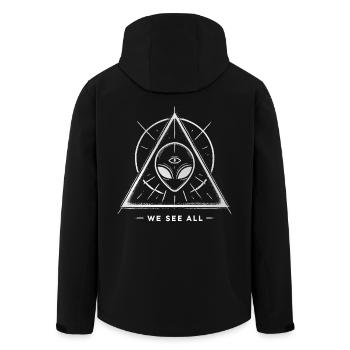 UFO Alien Eye Triangular Sigil - Men’s Recycled Softshell Jacket by Stanley/Stella - black - Back - AI Model Male 185 light (185cm)