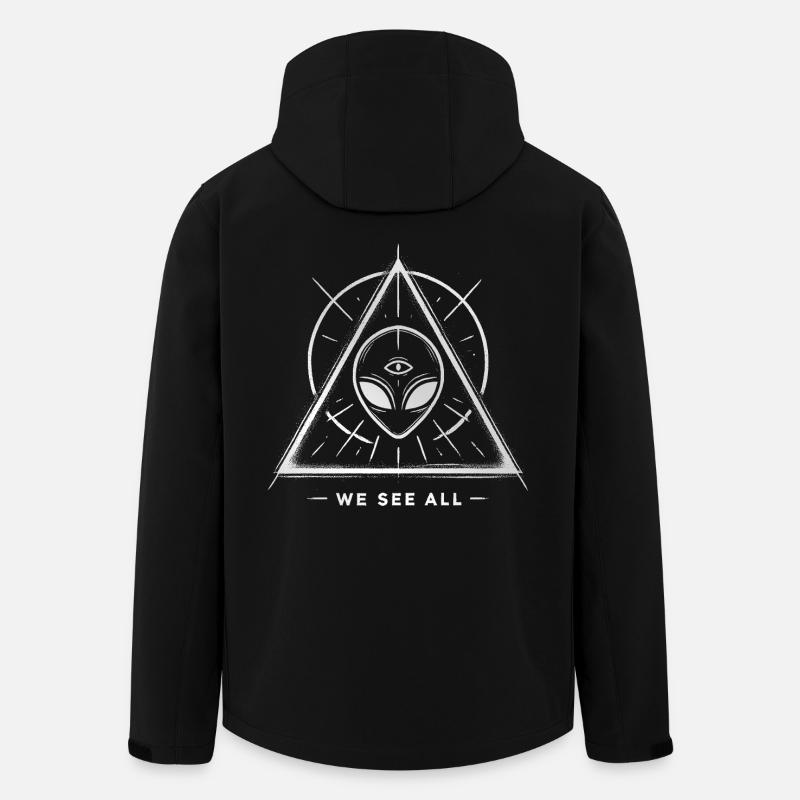 UFO Alien Eye Triangular Sigil - Men’s Recycled Softshell Jacket by Stanley/Stella - black