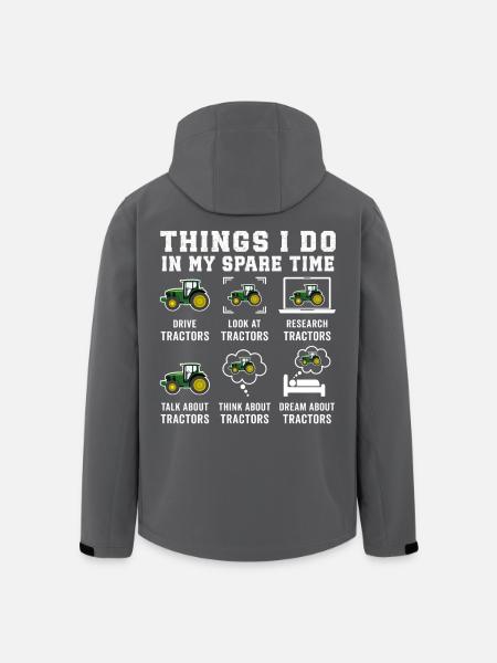 Funny Tractors Lover Things I Do In My Spare Time - Men’s Recycled Softshell Jacket by Stanley/Stella - black