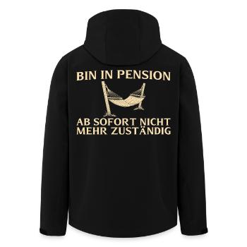 Pension Nicht mehr zuständig - Pensionär - Recycelte Männer Softshell-Jacke von Stanley/Stella - Schwarz - Hinten - AI Model Male 185 light (185cm)