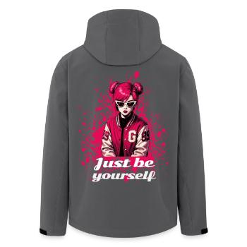 Pink Schoolgirl – Just Be Yourself  - Recycelte Männer Softshell-Jacke von Stanley/Stella - Schwarz - Hinten - AI Model Male 185 light (185cm)