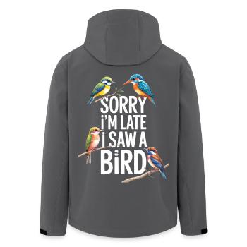 Désolé, je suis en retard, j’ai vu un oiseau observer les oiseaux - Veste softshell homme en polyester recyclé Stanley/Stella - noir - Dos - AI Model Male 185 light (185cm)