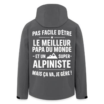 Cœur + Alpinisme – Super Papa Alpiniste - Veste softshell homme en polyester recyclé Stanley/Stella - noir - Dos - AI Model Male 185 light (185cm)