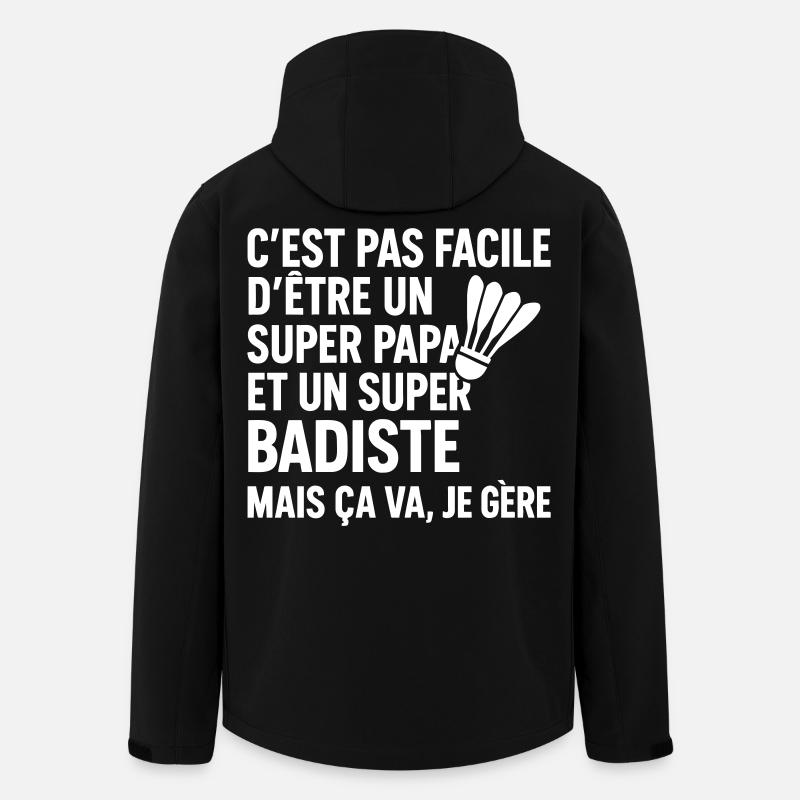 Badminton – Super Papa Badiste - Veste softshell homme en polyester recyclé Stanley/Stella - noir