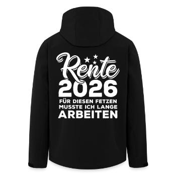 Rente 2026 | für diesen Fetzen lange arbeiten - Recycelte Männer Softshell-Jacke von Stanley/Stella - Schwarz - Hinten - AI Model Male 185 light (185cm)