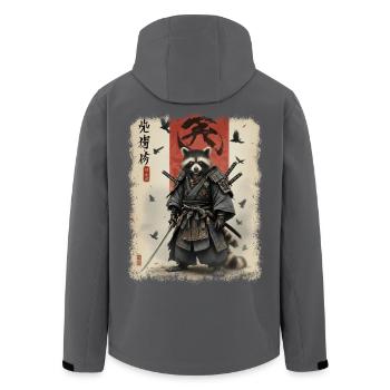 Samurai Raccoon, Anime Graphic Japanese Warrior - Men’s Recycled Softshell Jacket by Stanley/Stella - black - Back - AI Model Male 185 light (185cm)