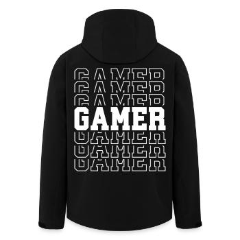 Gamer - Men’s Recycled Softshell Jacket by Stanley/Stella - black - Back - AI Model Male 185 light (185cm)