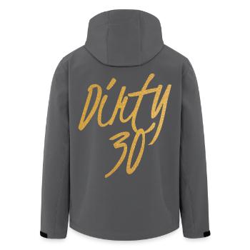 Dirty Thirty Flirty DTF 30th Birthday - Men’s Recycled Softshell Jacket by Stanley/Stella - black - Back - AI Model Male 185 light (185cm)