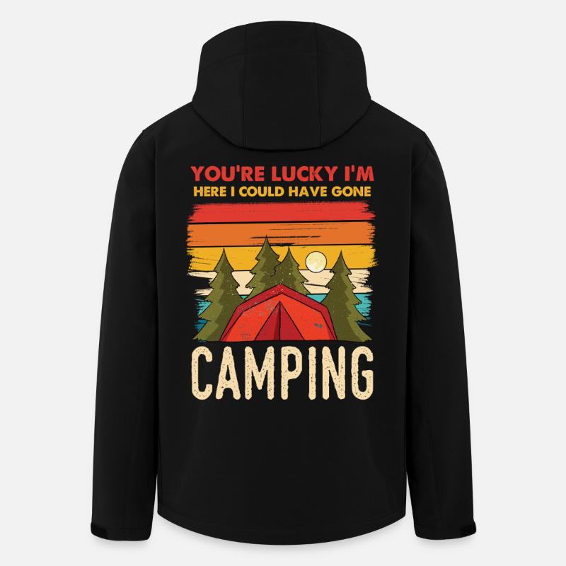 Camping Retro Sonnenuntergang - Recycelte Männer Softshell-Jacke von Stanley/Stella - Schwarz