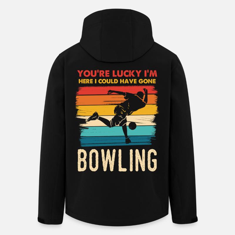 Glück, ich bin hier zum Bowling - Recycelte Männer Softshell-Jacke von Stanley/Stella - Schwarz