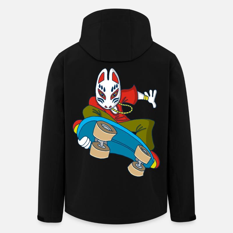 Japanese Fox on a Skateboard - Men’s Recycled Softshell Jacket by Stanley/Stella - black