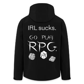 Im echten Leben ist es schrecklich, spiel RPG (weiß) - Recycelte Männer Softshell-Jacke von Stanley/Stella - Schwarz - Hinten - AI Model Male 185 light (185cm)