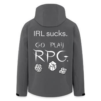 Im echten Leben ist es schrecklich, spiel RPG (weiß) - Recycelte Männer Softshell-Jacke von Stanley/Stella - Anthrazit - Hinten - AI Model Male 185 light (185cm)