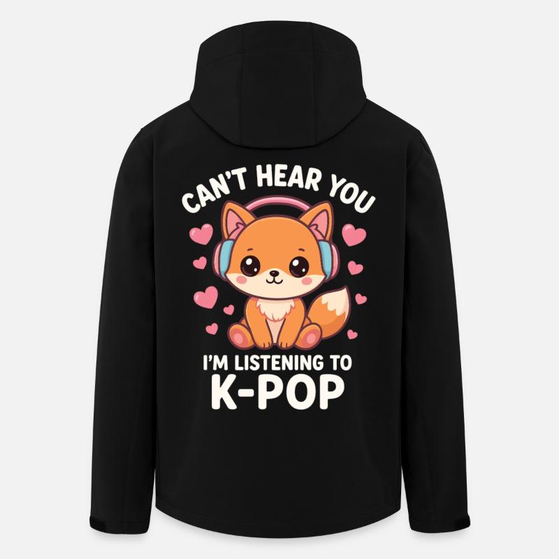 Kawaii Fox Loves K-Pop - Men’s Recycled Softshell Jacket by Stanley/Stella - black