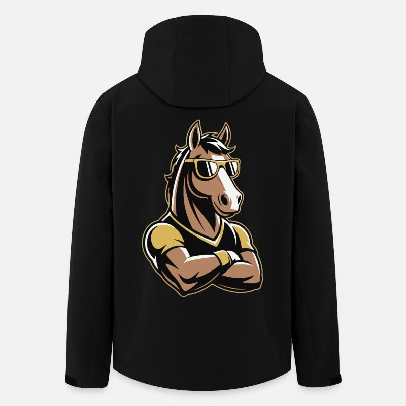 Pferd Maskottchen mit Sonnenbrille - Recycelte Männer Softshell-Jacke von Stanley/Stella - Schwarz