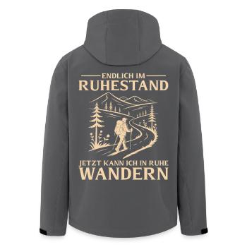 Rentner in Ruhe Wandern - Ruhestand - Recycelte Männer Softshell-Jacke von Stanley/Stella - Schwarz - Hinten - AI Model Male 185 light (185cm)