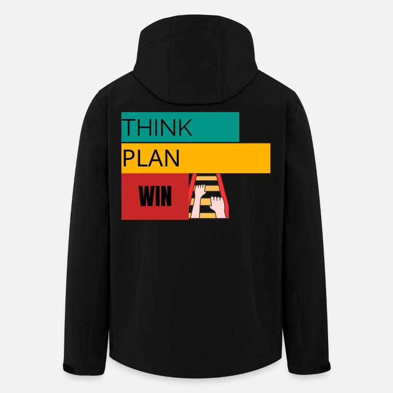 THINK · PLAN · WIN – Motivational T-Shirt - Men’s Recycled Softshell Jacket by Stanley/Stella - black