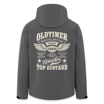 Oldtimer Modell 1966 | Geburtstag Geschenk - Recycelte Männer Softshell-Jacke von Stanley/Stella - Schwarz - Hinten - AI Model Male 185 light (185cm)