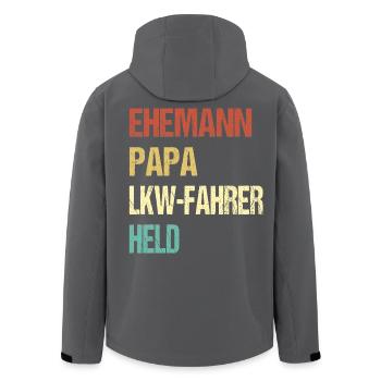 Papa chauffeur routier - Veste softshell homme en polyester recyclé Stanley/Stella - noir - Dos - AI Model Male 185 light (185cm)