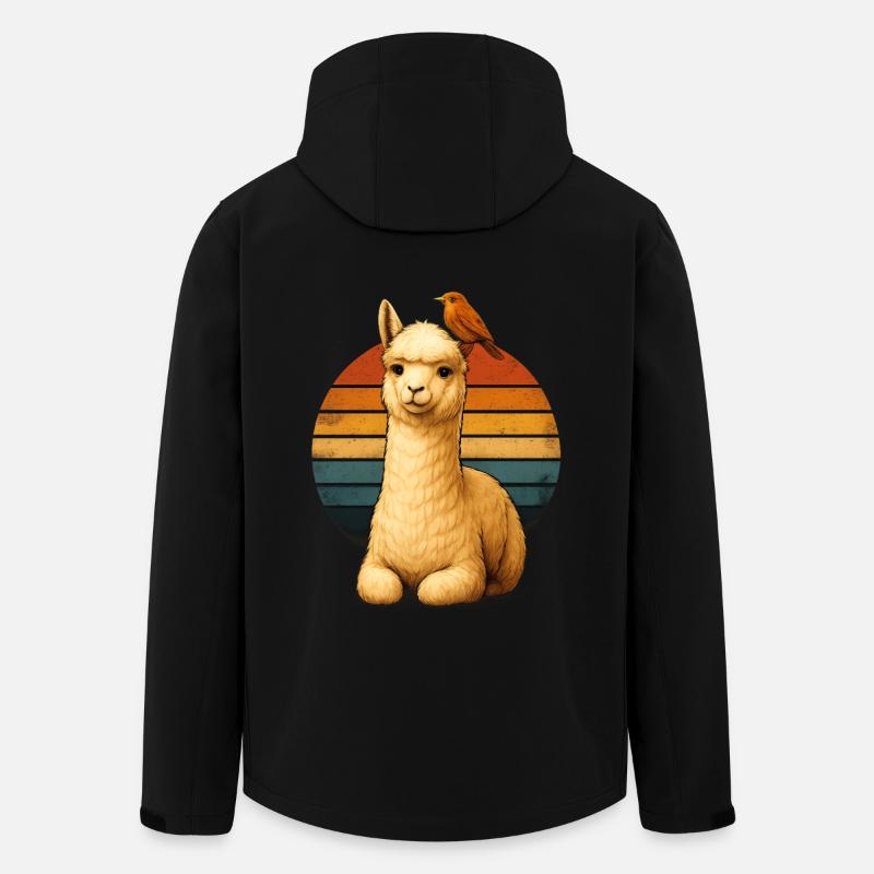 Alpaka Vogel Retro Tierfreunde - Recycelte Männer Softshell-Jacke von Stanley/Stella - Schwarz