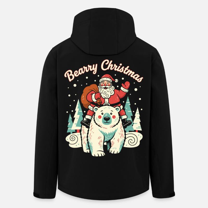 Bearry Christmas Bear Santa Xmas - Men’s Recycled Softshell Jacket by Stanley/Stella - black