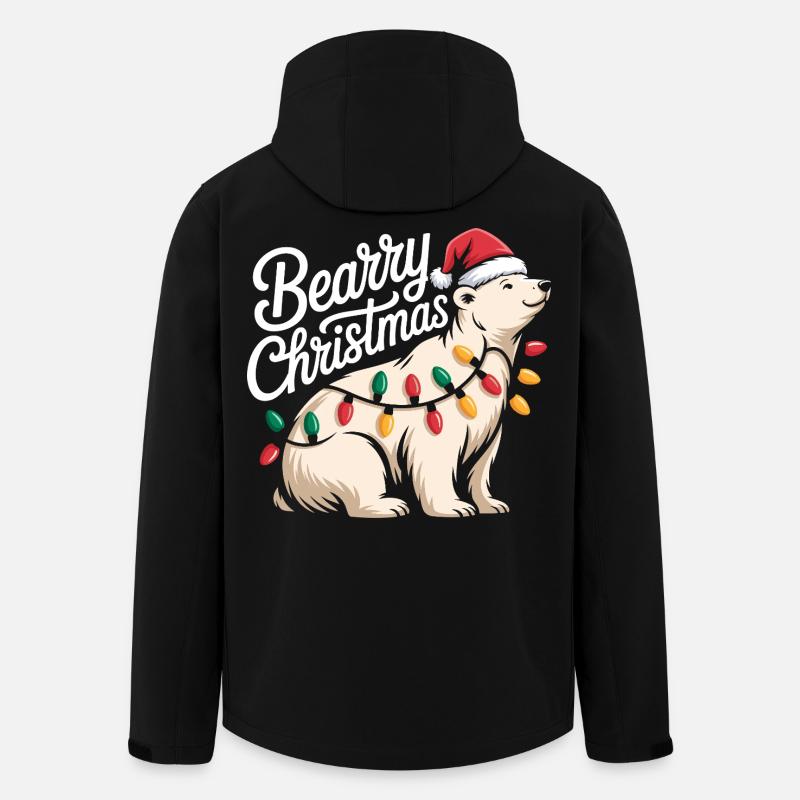 Bearry Christmas Bear Santa Xmas - Men’s Recycled Softshell Jacket by Stanley/Stella - black