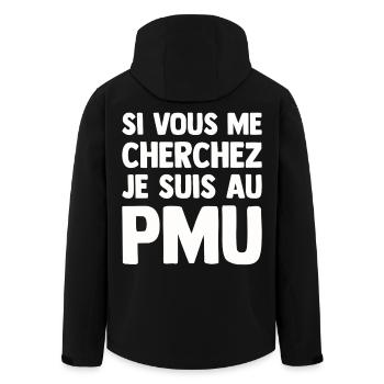 Humor PMU Funny Bar Bistrot Turfiste Turf Bet - Men’s Recycled Softshell Jacket by Stanley/Stella - black - Back - AI Model Male 185 light (185cm)