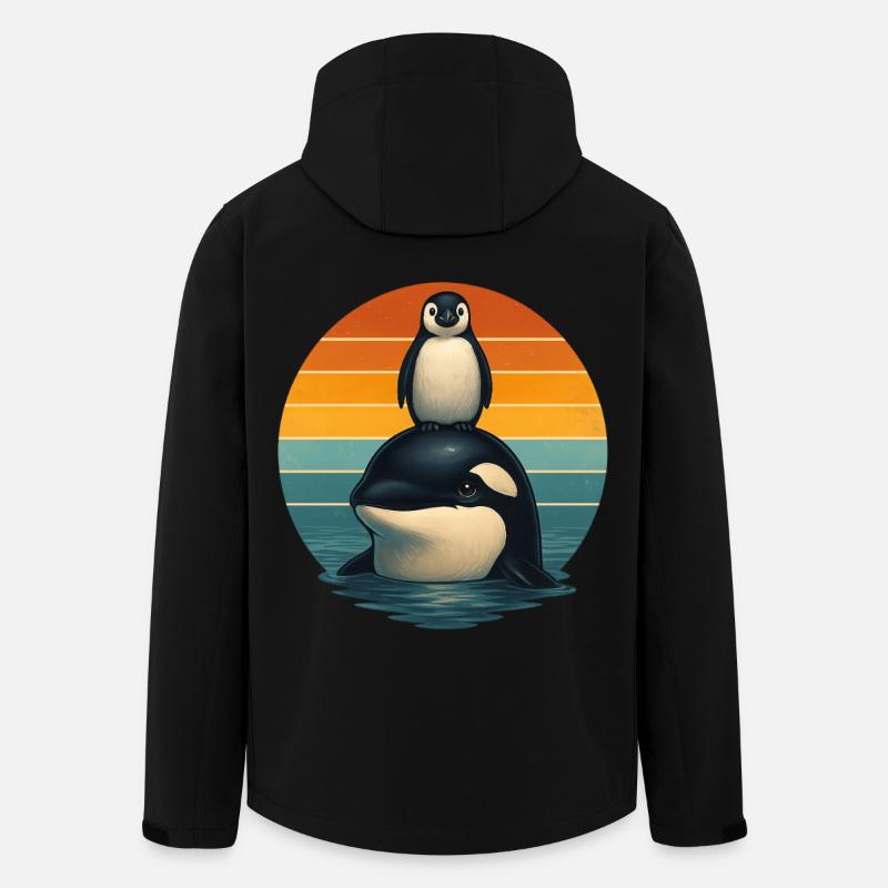 Orca Penguin Retro Animal Lovers - Veste softshell homme en polyester recyclé Stanley/Stella - noir