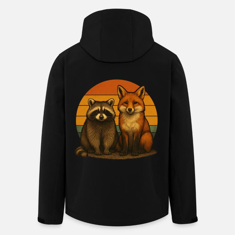 Waschbär Fuchs Retro Tierfreunde - Recycelte Männer Softshell-Jacke von Stanley/Stella - Schwarz