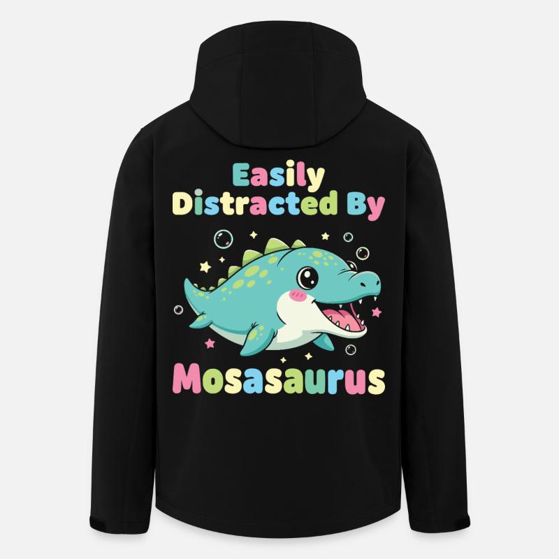 Kawaii Easily Distracted By Mosasaurus - Men’s Recycled Softshell Jacket by Stanley/Stella - black