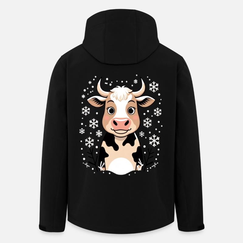 Winterkuh mit Schneeflocken - Recycelte Männer Softshell-Jacke von Stanley/Stella - Schwarz