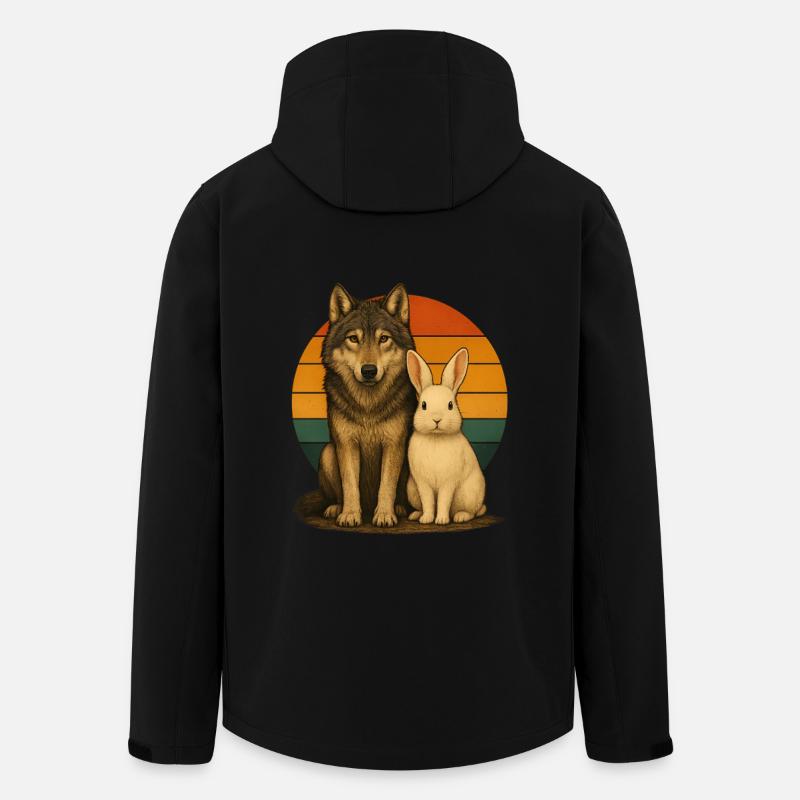 Wolf Rabbit Retro Animal Lovers - Men’s Recycled Softshell Jacket by Stanley/Stella - black