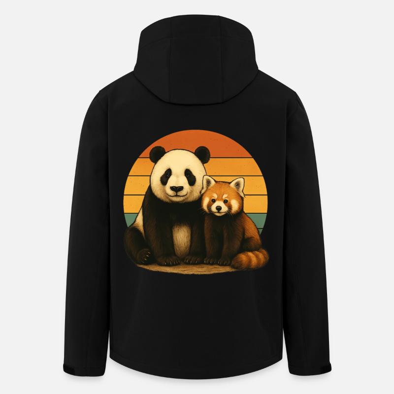 Panda Roter Panda Retro Tierfreunde - Recycelte Männer Softshell-Jacke von Stanley/Stella - Schwarz