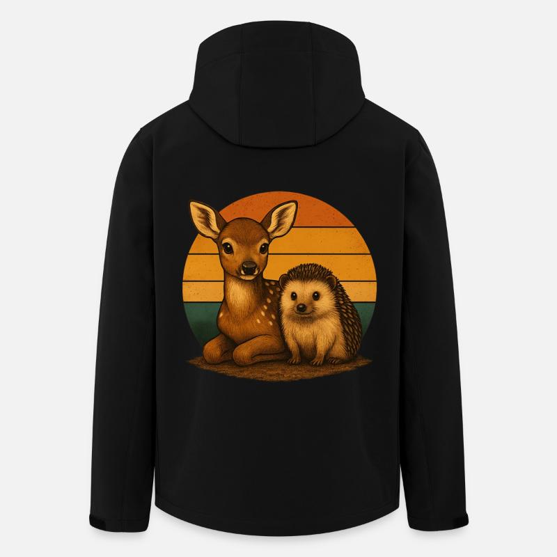 Hirsch Igel Retro Tierfreunde - Recycelte Männer Softshell-Jacke von Stanley/Stella - Schwarz