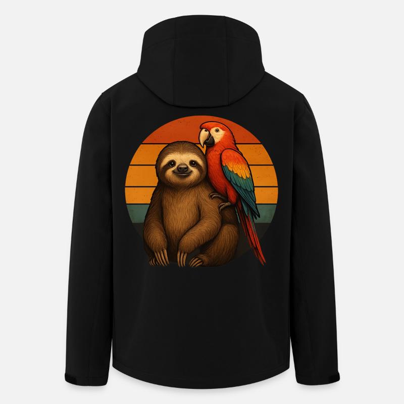 Faultier Papagei Retro Tierfreunde - Recycelte Männer Softshell-Jacke von Stanley/Stella - Schwarz