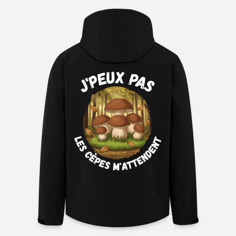 j'peux pas les cèpes m'attendent - Veste softshell homme en polyester recyclé Stanley/Stella - noir
