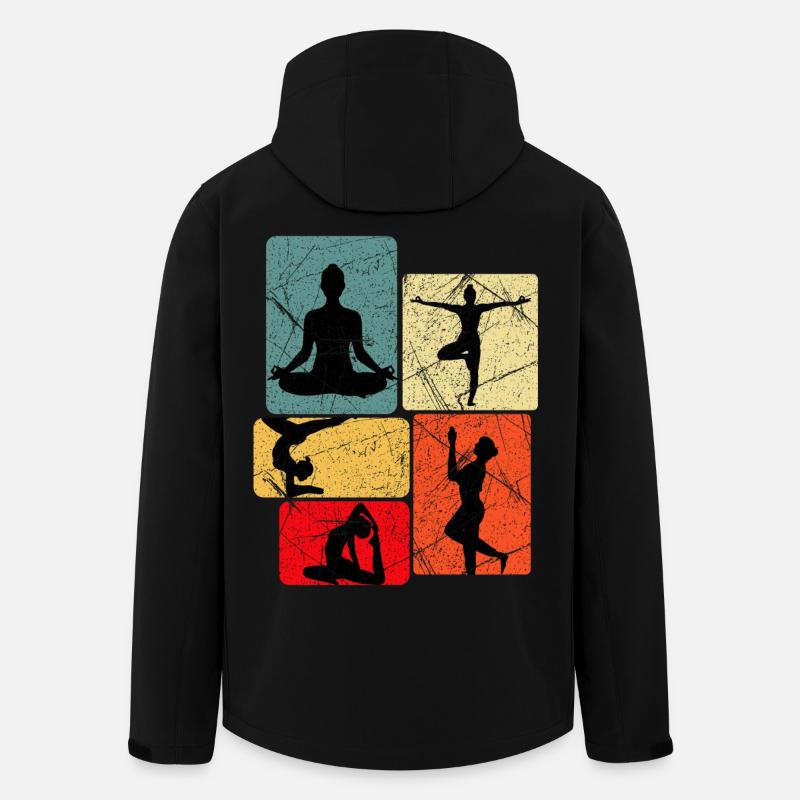 Yoga-Silhouetten in Farbblöcken - Recycelte Männer Softshell-Jacke von Stanley/Stella - Schwarz