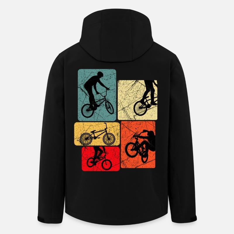 Retro Bicycle Silhouettes Pop Blocks - Men’s Recycled Softshell Jacket by Stanley/Stella - black