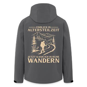 Altersteilzeit in Ruhe Wandern - Frührente - Recycelte Männer Softshell-Jacke von Stanley/Stella - Schwarz - Hinten - AI Model Male 185 light (185cm)