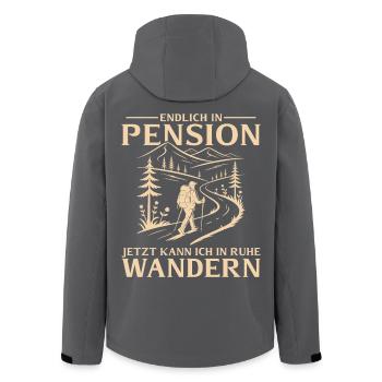Pension in Ruhe Wandern - Pensionär - Recycelte Männer Softshell-Jacke von Stanley/Stella - Schwarz - Hinten - AI Model Male 185 light (185cm)