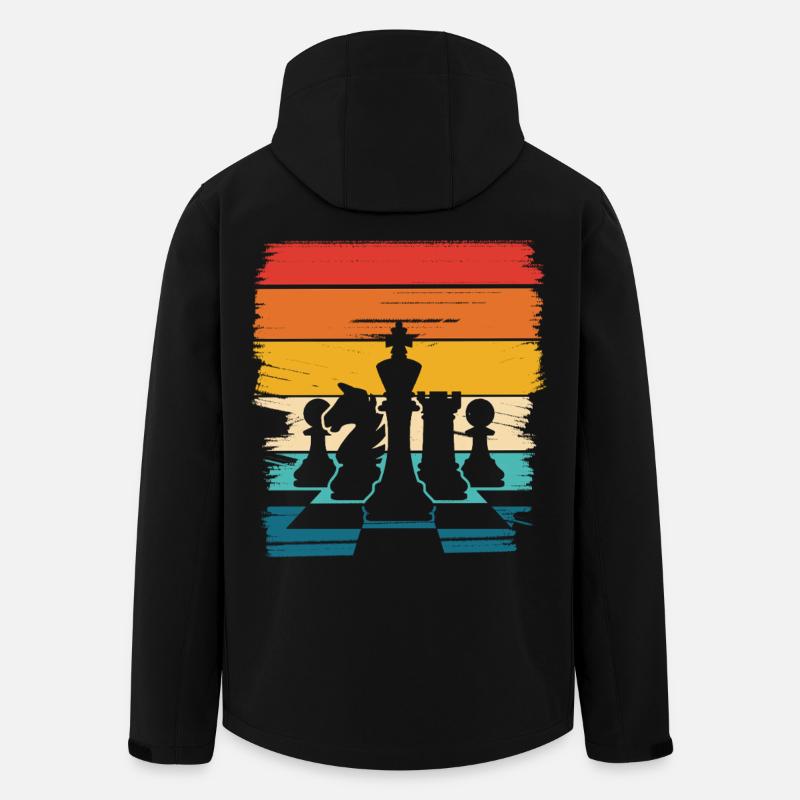 Silhouette des pièces d’échecs arc-en-ciel - Veste softshell homme en polyester recyclé Stanley/Stella - noir