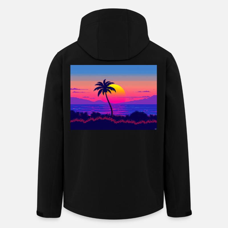 Neon Palm Sunset Gradient - Men’s Recycled Softshell Jacket by Stanley/Stella - black