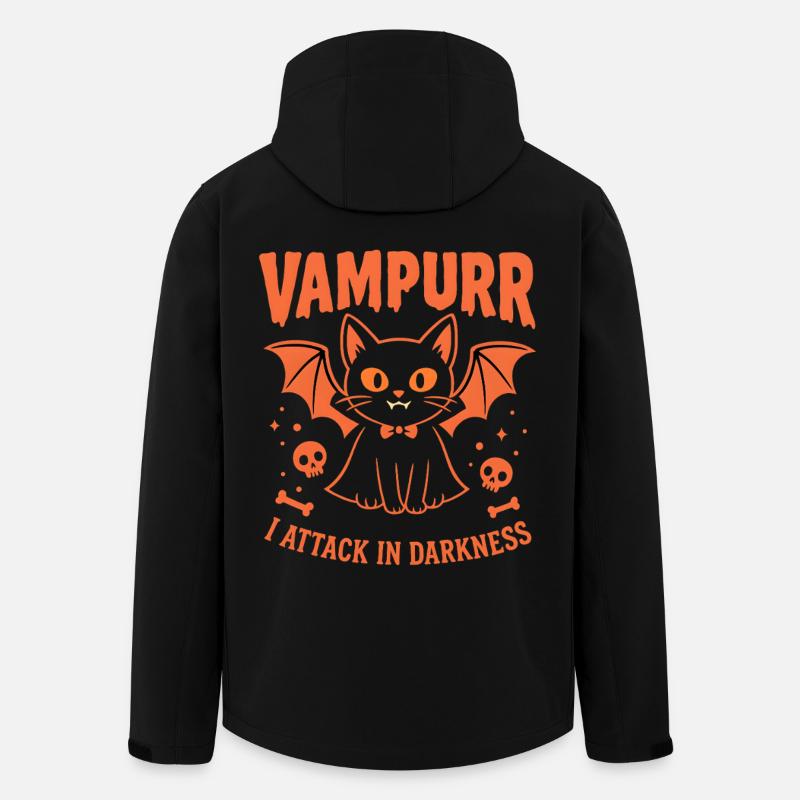 Vampurr – Cute Vampire Cat Halloween Graphic - Men’s Recycled Softshell Jacket by Stanley/Stella - black